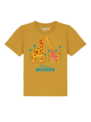 wat? Apparel T-Shirt Giraffe Kleiner Bruder in Ocker