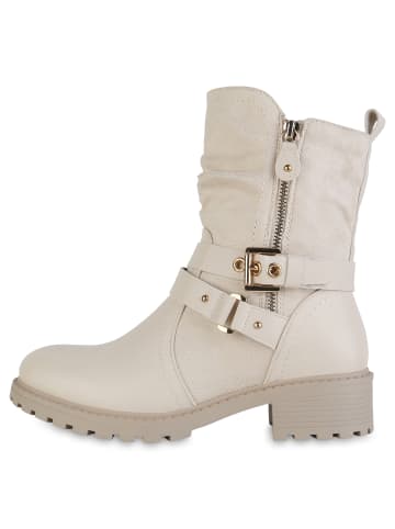 VAN HILL Biker Boots Scarlett in Creme