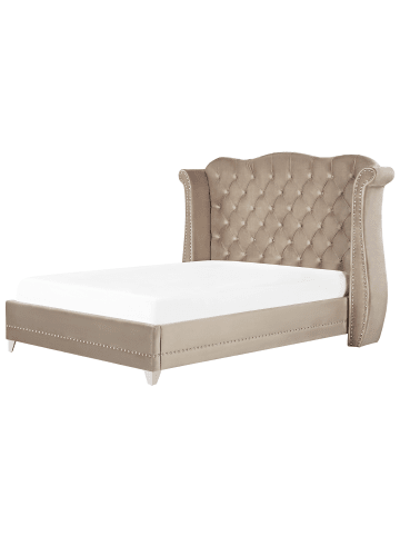 Beliani Doppelbett AYETTE in Beige - (W) 225 x (H) 154 x (L) 215 cm