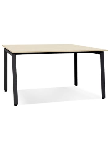 KADIMA DESIGN Schreibtisch MDF & Metall, Konferenztisch kompakt, 140x140 cm in Beige-Schwarz