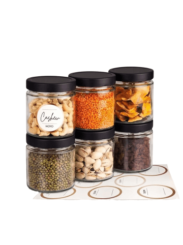 Räuberella Vorratsgläser 6er Set – Luftdichte Glasbehälter - 410ml