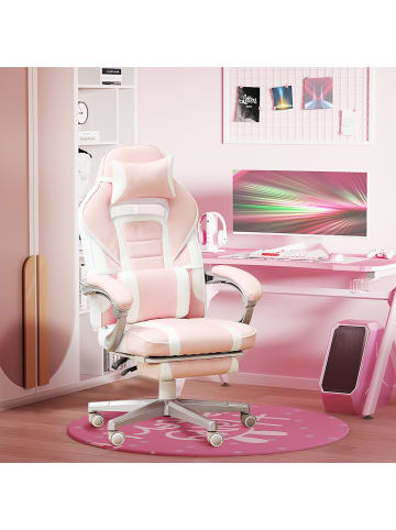 HOMCOM Gamingstuhl in Rosa 63L x 63B x 123H cm