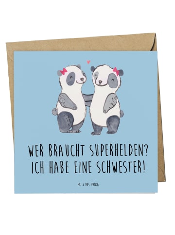 Mr. & Mrs. Panda Deluxe Karte Liebe Schwester mit Spruch in Blau Pastell