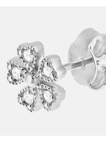 Diamant L'éternel Ohrstecker aus 375 Weißgold mit Zirkonia Blumen-Design
