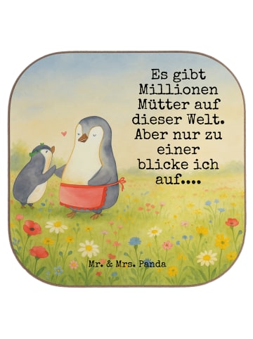 Mr. & Mrs. Panda Bierdeckel Pinguin mit Kind Design mit Spruch in Weiß