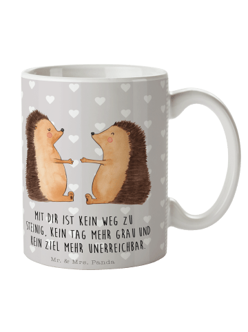 Mr. & Mrs. Panda Tasse Igel Liebe mit Spruch in Grau Pastell