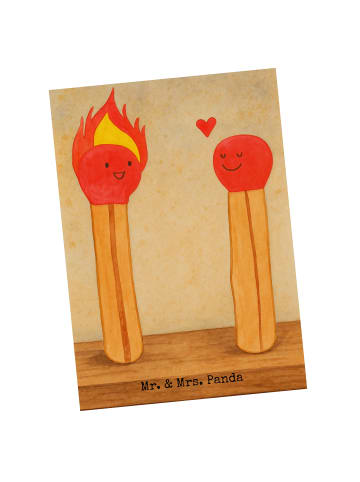 Mr. & Mrs. Panda Postkarte Streichhölzer Design ohne Spruch in Weiß