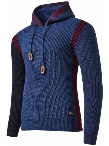 Rusty Neal Kontrast Grobstrick Kapuzenpullover in Petrol