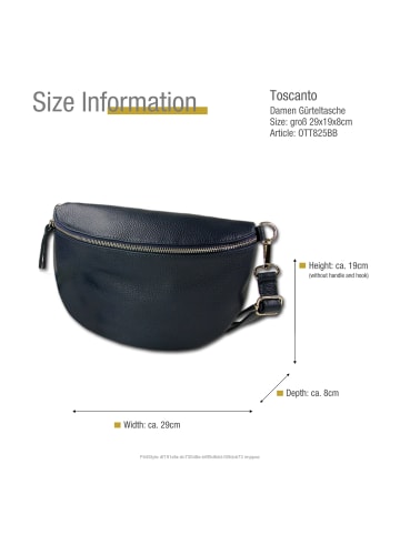 Toscanto Leder Gürteltasche Toscanto Tasche blau, dunkelblau ca. 29cm
