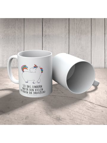 Mr. & Mrs. Panda Schulkind Tasse Einhorn Stolzieren mit Spruch in Weiß