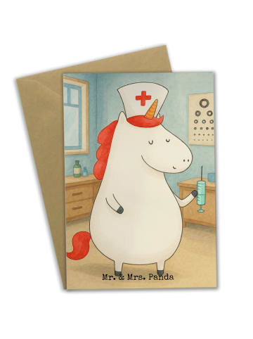 Mr. & Mrs. Panda Beileidskarte Einhorn Krankenschwester Design o... in Weiß