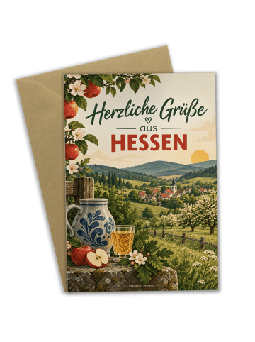 Glückwunschkarte Landschaft herzlich Design mit... in Weiß