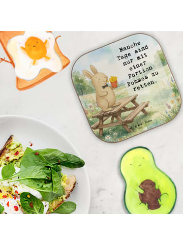 Mr. & Mrs. Panda Tassenuntersetzer Hase Pommes Design mit Spruch in Weiß