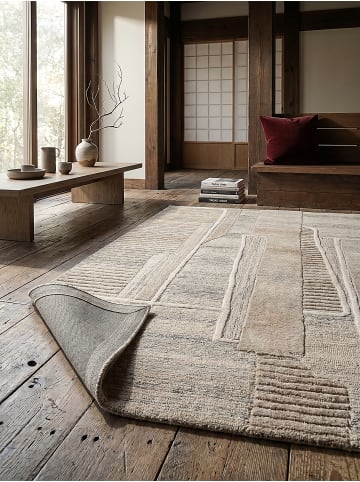 KADIMA DESIGN Wollteppich Kurzflor EDALE Abstrakt Handgetuftet Naturfaser Wohnzimmer in Natur