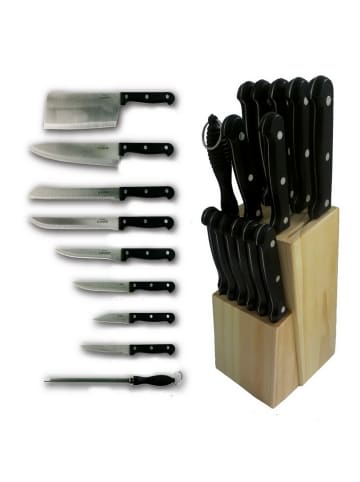 Michelino 15tlg. Messer-Set mit Holz Messerblock in Schwarz