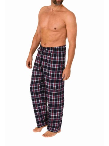 NORMANN Flanell Schlafanzug Pyjama Hose lang kariert Baumwolle - 70773 in marine