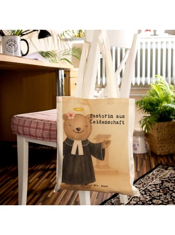Mr. & Mrs. Panda Tote Bag Pastorin Leidenschaft Design mit Spruch in Weiß