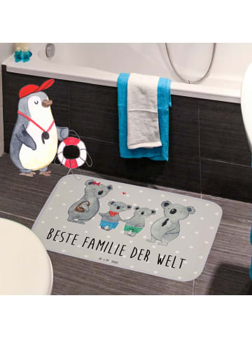 Mr. & Mrs. Panda Badteppich Koala Familie zwei mit Spruch in Grau Pastell