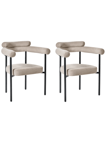 Beliani 2er-Set Esszimmerstuhl LYNEY in Beige/Schwarz
