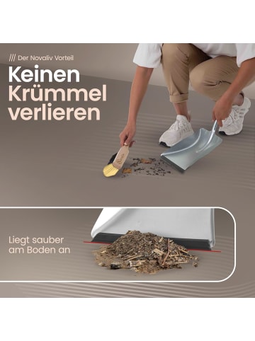 Novaliv Kehrblech Set Kehrblechgarnitur Handfeger FEINE KUNSTBORSTEN und Kehrb in Braun