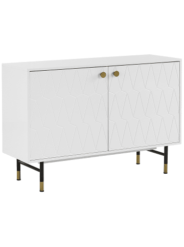 Beliani Sideboard ADANTE in Weiß/Schwarz/Gold - (W) 120 x (H) 82 x (L) 40 cm