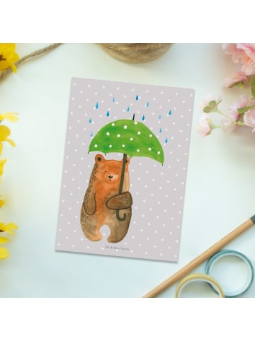 Mr. & Mrs. Panda bildkarte Bär Regenschirm ohne Spruch in Grau Pastell