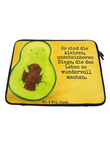 Mr. & Mrs. Panda Laptop Tasche Avocado Kern Design mit Spruch in Weiß