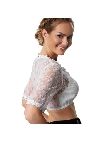 tectake Dirndlbluse mit halblangen Ärmeln, weiß