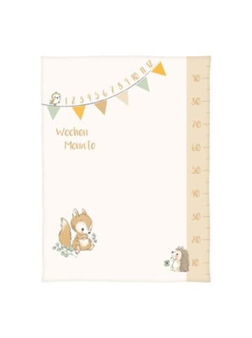 Baby Best® Babydecke Microfaserflausch Waldfreunde Meilenstein 75x100 cm in Beige