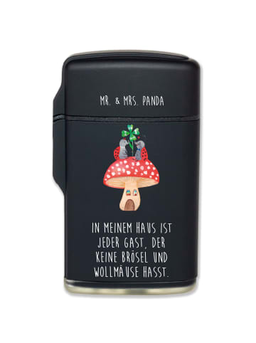 Mr. & Mrs. Panda Feuerzeug Marienkäfer Fliegenpilz mit Spruch in Schwarz