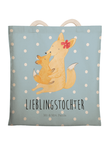 Mr. & Mrs. Panda Einkaufstasche Fuchs Mama mit Spruch in Blau Pastell