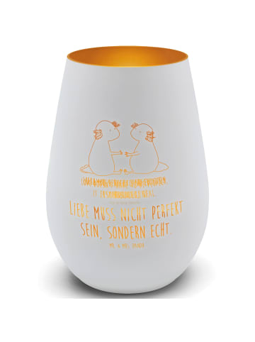 Mr. & Mrs. Panda Teelichthalter Glas Axolotl Liebe mit Spruch in Weiß