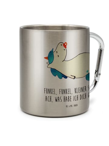 Mr. & Mrs. Panda Tasse Einhorn Schnuller mit Spruch in Silber