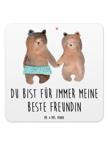 Mr. & Mrs. Panda Bierdeckel Bär Freundin mit Spruch in Weiß
