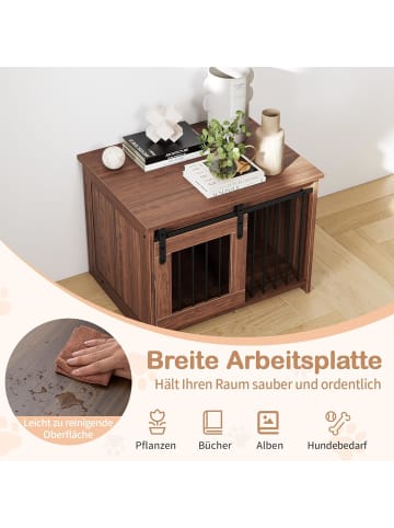 COSTWAY Hundekäfig 80 x 60 x 60 cm in Braun