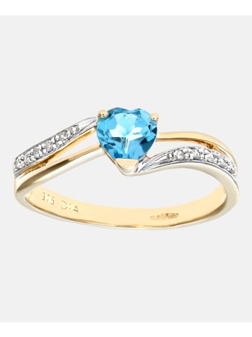 Diamant L'éternel Ring aus 375 Gelbgold mit Diamant mit Topas Herz-Design
