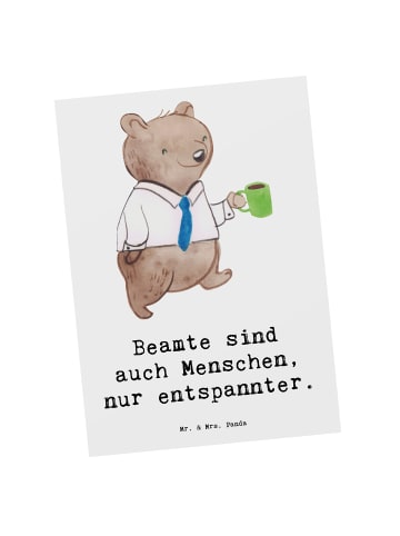 Mr. & Mrs. Panda Postkarte Beamtin Entspannt mit Spruch in Weiß