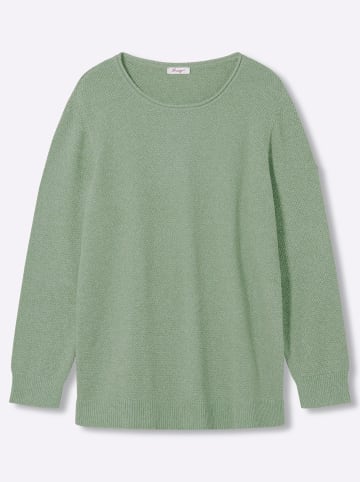 sheego Langarm-Pullover in eucalyptus-meliert