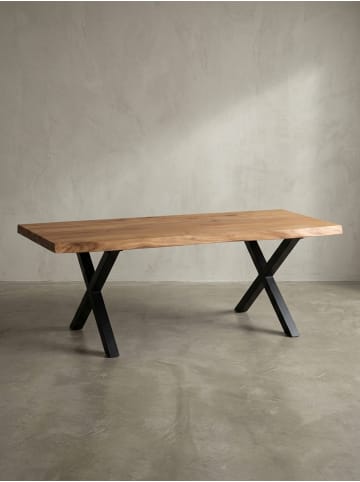 KADIMA DESIGN Couchtisch 120x60x46 cm Massivholz / Metall Baumkante, Design
