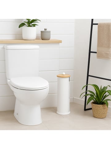 relaxdays Toilettenpapier Aufbewahrung in Weiß/ Natur - (H)49 x Ø 14,5 cm