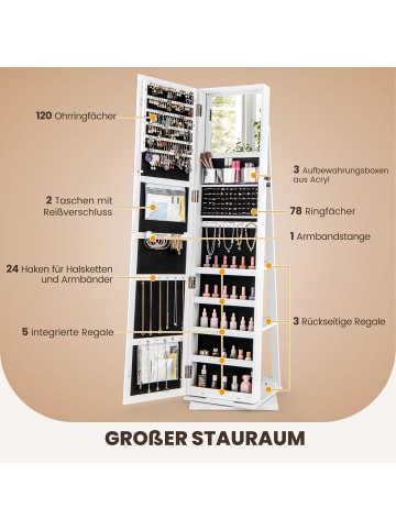 COSTWAY 360° drehbarer Schmuckschrank in Weiß