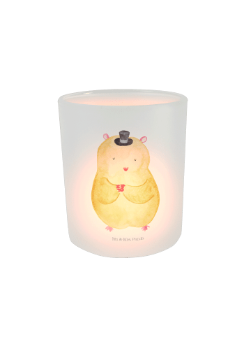 Mr. & Mrs. Panda Windlicht Glas Hamster Hut ohne Spruch in Transparent