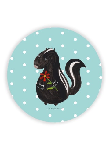 Mr. & Mrs. Panda Rund Magnet Stinktier Blume ohne Spruch in Türkis Pastell