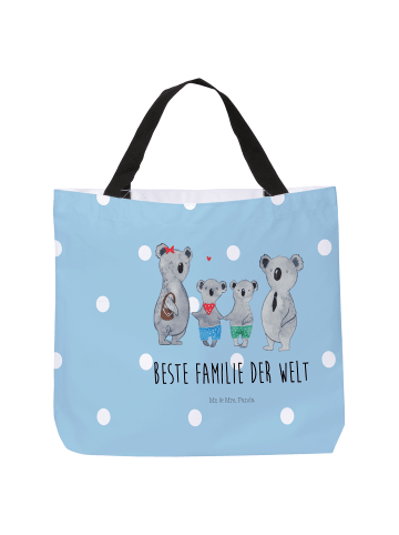 Mr. & Mrs. Panda Shopping Bag Koala Familie zwei mit Spruch in Blau Pastell