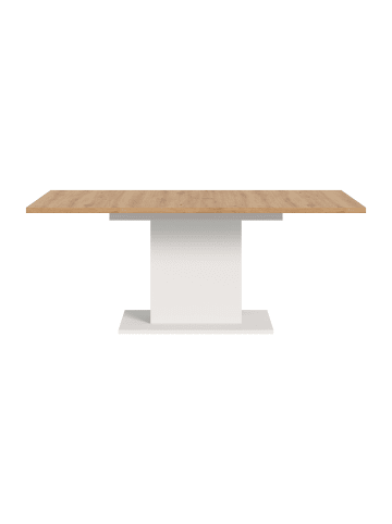 xonox.home Esstisch (B/H/T): 150-190x76x90 in eichefarben und weiß mit  Säulen-Gestell