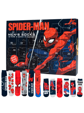 Spiderman Marvel Spiderman Socken Adventskalender mit 12 Paar kurz und lang in Mehrfarbig