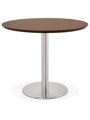 KADIMA DESIGN Robuster Runder Esstisch Ø 90 cm mit Stahlgestell & MDF-Platte in Braun