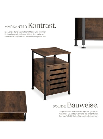 tectake Nachtschrank, 40,5 x 40,5 x 60,5 cm, höhenverstellbare Kunststofffüße