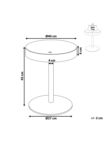 Beliani Beistelltisch OREGON in Braun/Weiß - (W) 40 x (H) 45 x (L) 40 cm