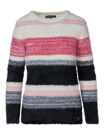 KOROSHI Weicher Damenpullover aus Fellstrick mit Streifen in braun